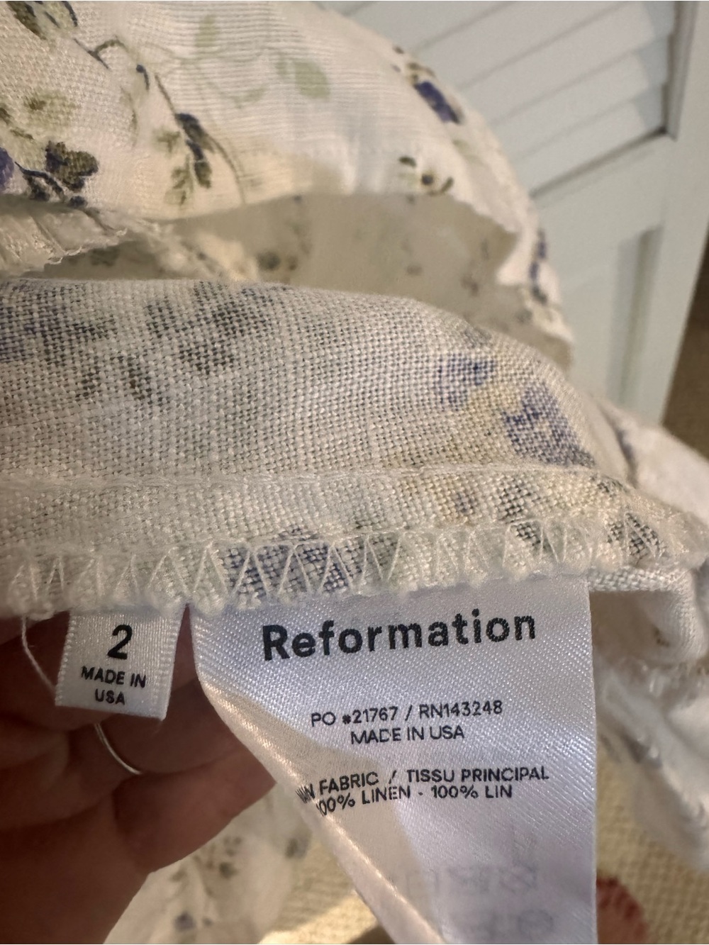 Reformation Meagan Linen Midi Dress with White with Purple Floral Print - Picture 3 of 3